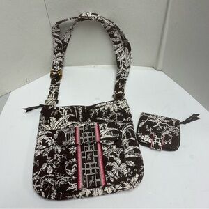 Vera Bradley Imperial Toile Crossbody Bag Purse & Wallet - Floral Brown White